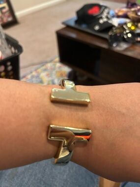 Gold Open Cuff Bracelet - Fashionable T-Bar Design
